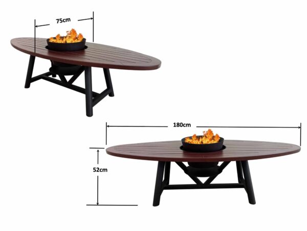 Light Oval Firepit Table