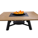 Compact Square Black Fire Pit Table