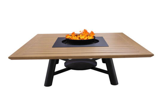Compact Square Black Fire Pit Table