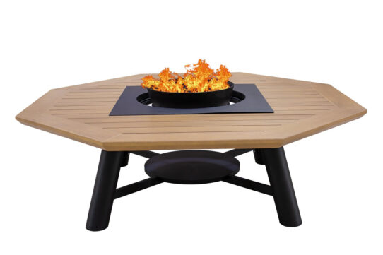 Compact Octagon Black Fire Pit Table