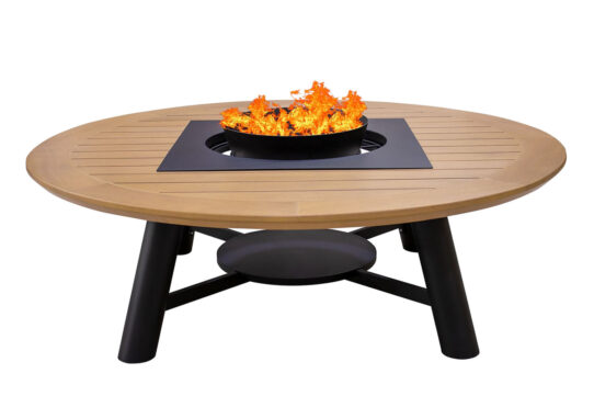 Compact Round Black Fire Pit Table