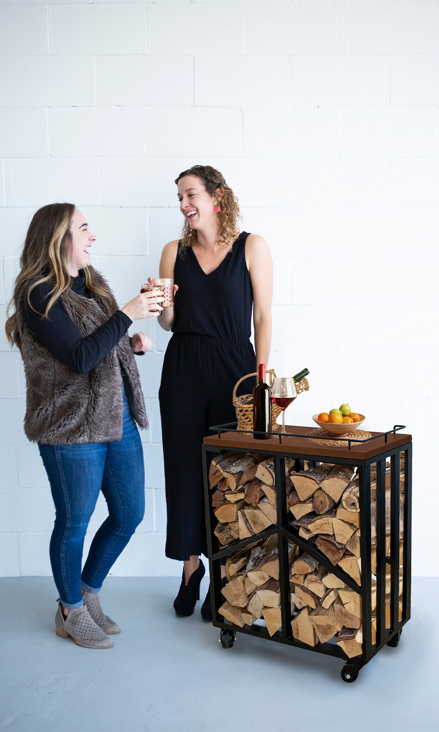 Fire wood rack trolley